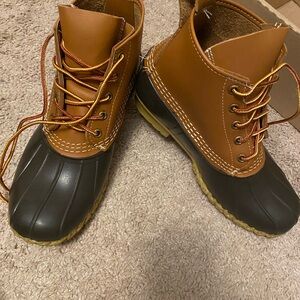 L.L. Bean Tan and Black Rain Boots
